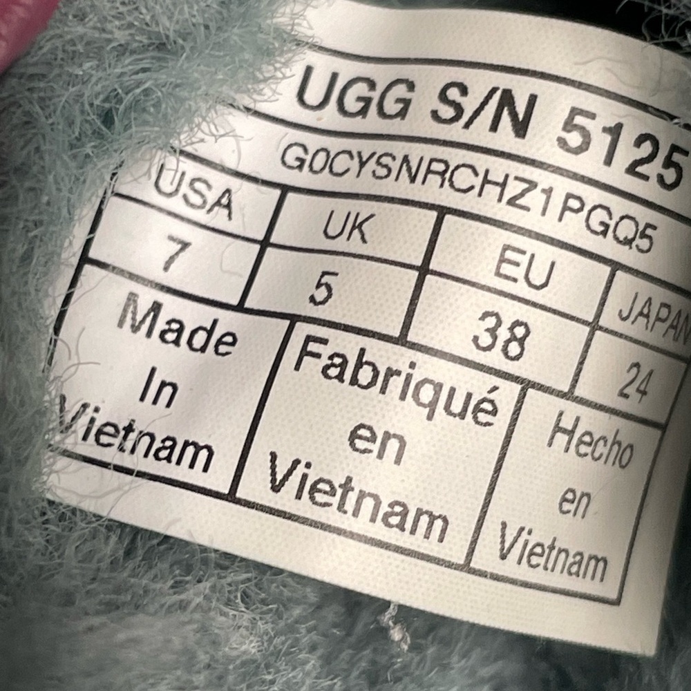 UGG Coquette Atlantic Slippers Shoes Sheepskin Fur Women’s 7 Teal Green Suede - Picture 8 of 8